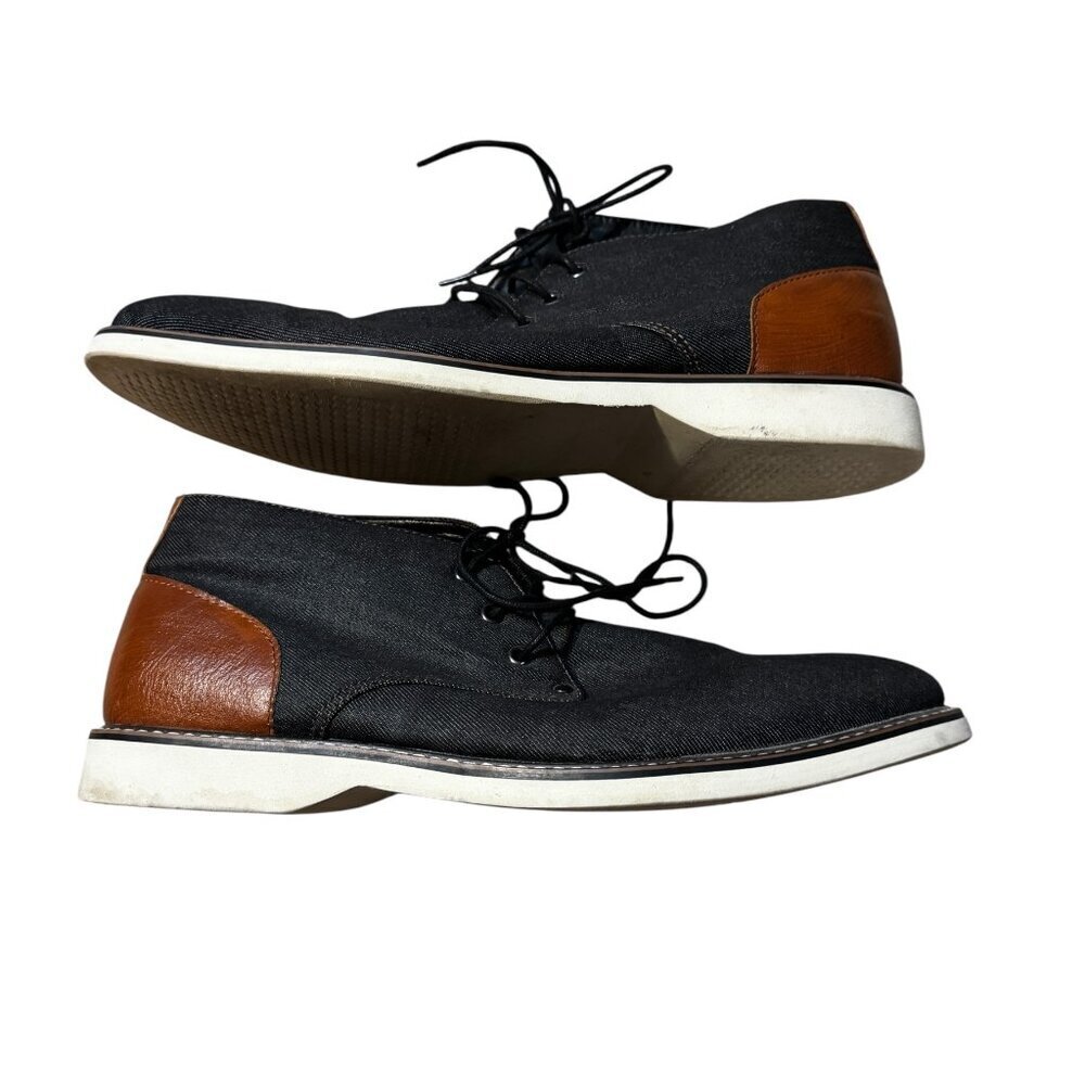 Steve Madden BTEMPLER Chukka Boots Mens 11 Navy Canvas Leather Casual Lace Up